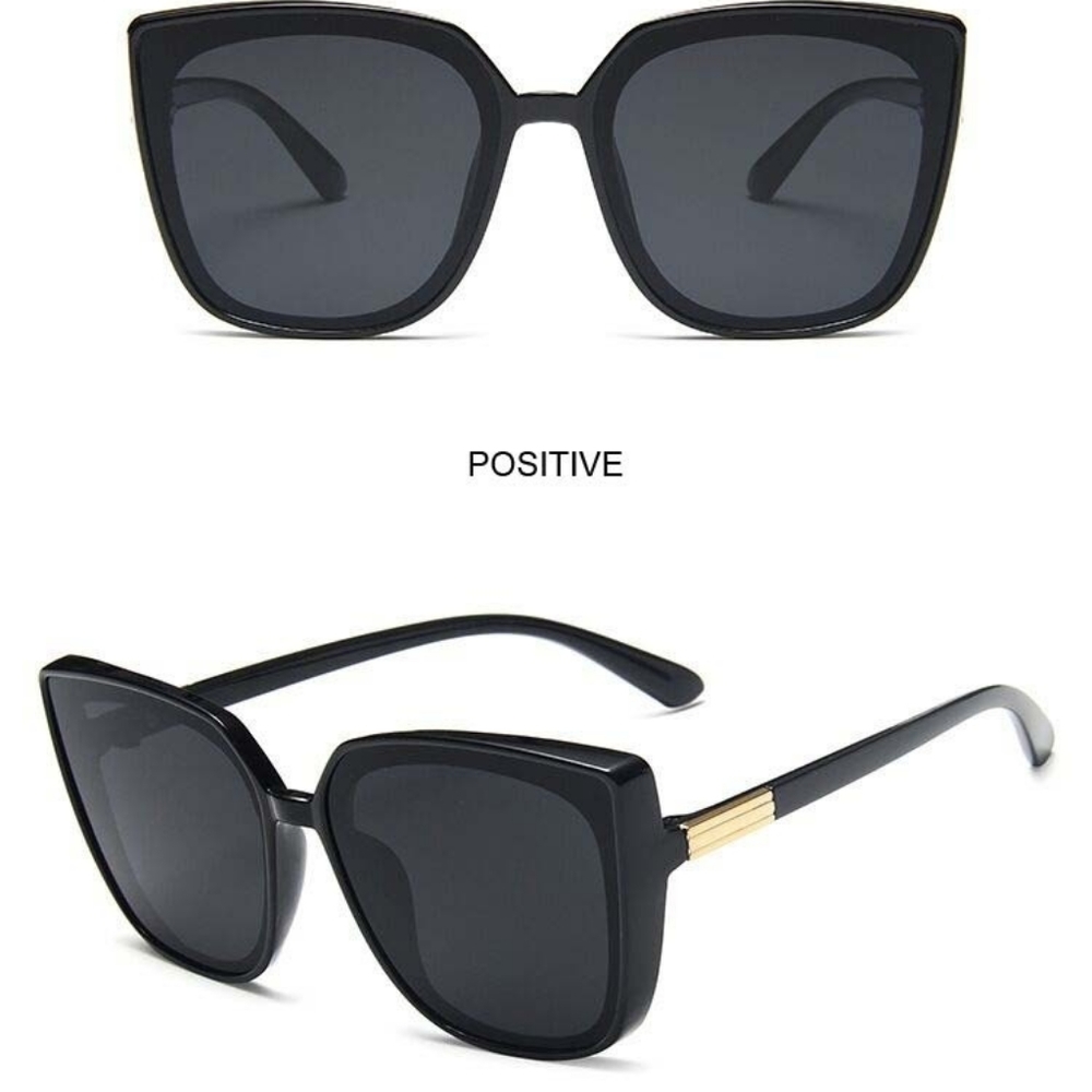 New Cat Eye black big frame grey lens unisex Sunglasses - Picture 3 of 7